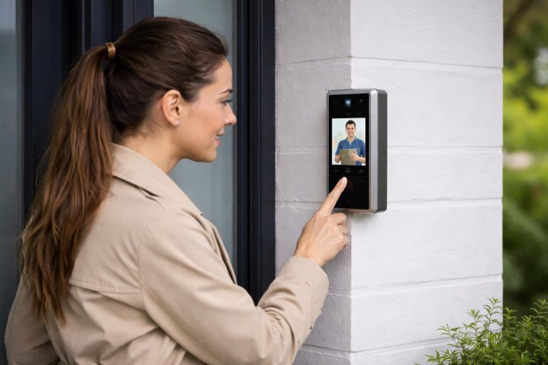 Home Moderne intercom met camera voor veilige toegangscontrole en visuele identificatie van bezoekers bij uw voordeur